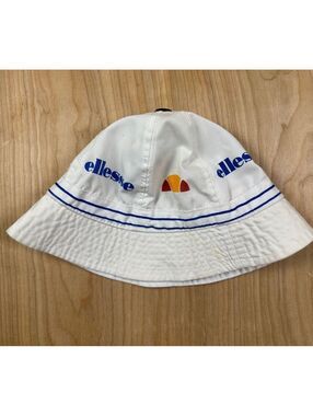 Vintage 80s Ellesse Bucket Hat medium made in Italy cotton stripe italian